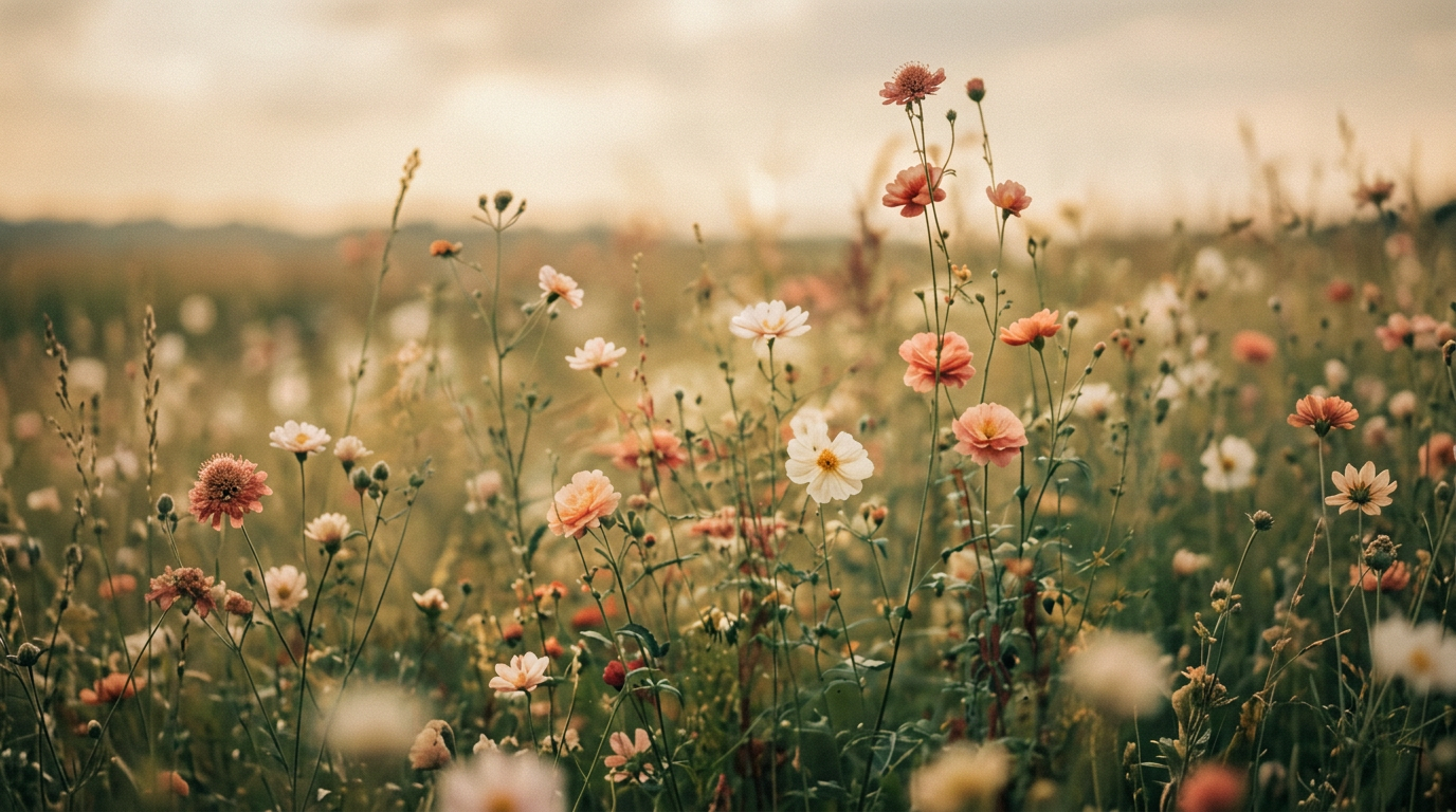 Sunlit wild meadow